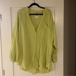 Women's Lime Green Linen Cover Up
